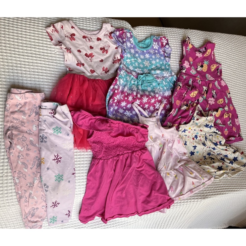 Disney Girls 3T Clothing Lot Pajamas Dresses Tops Minnie Princess 28pc